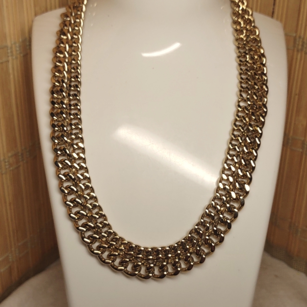 Double Strand Gold Tone Necklace